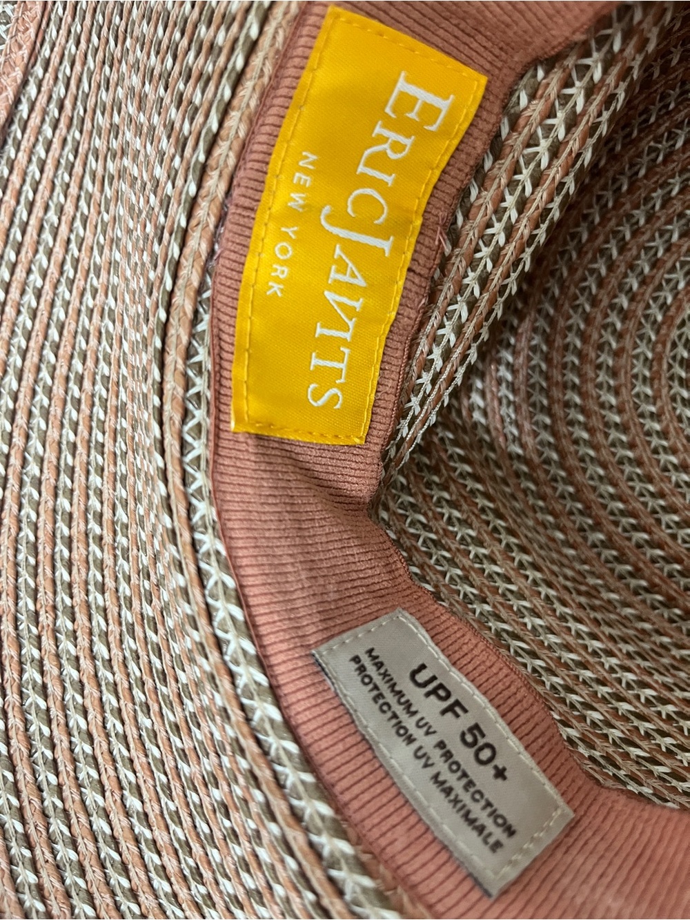 Eric Javits Coral and Cream Braided Straw Sun Hat - Picture 6 of 6